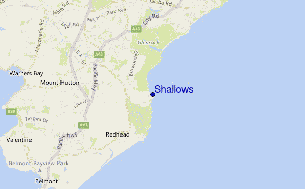 mapa de ubicación de Shallows
