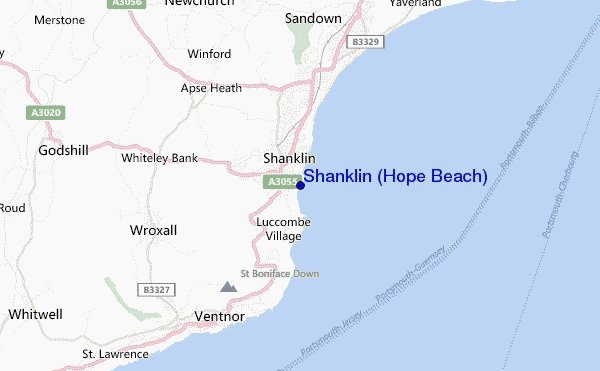 mapa de ubicación de Shanklin (Hope Beach)