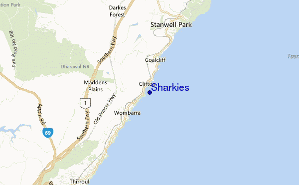 mapa de ubicación de Sharkies
