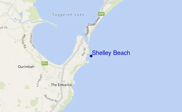 mapa de ubicación de Shelley Beach