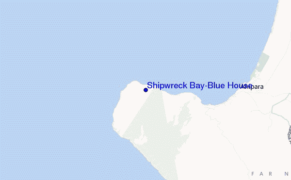 mapa de ubicación de Shipwreck Bay-Blue House