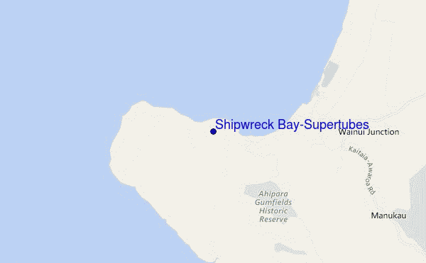 mapa de ubicación de Shipwreck Bay-Supertubes
