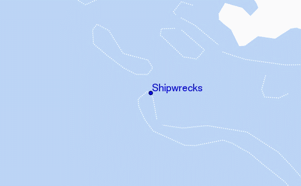mapa de ubicación de Shipwrecks