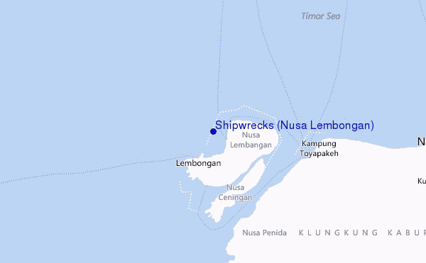 mapa de ubicación de Shipwrecks (Nusa Lembongan)
