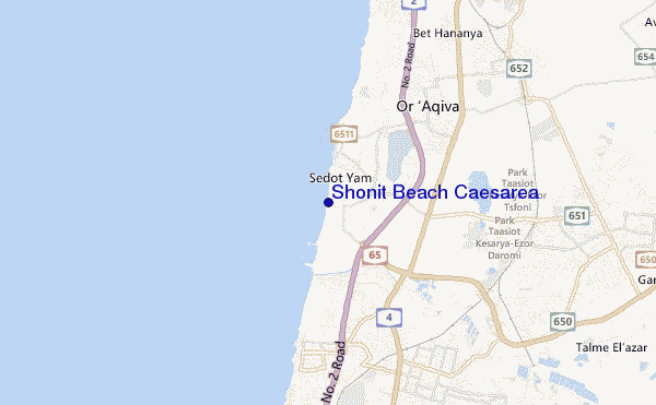 mapa de ubicación de Shonit Beach Caesarea