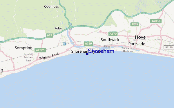 mapa de ubicación de Shoreham