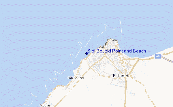 mapa de ubicación de Sidi Bouzid Point and Beach