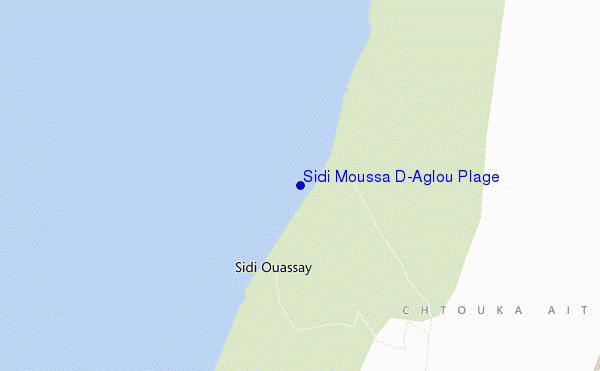 mapa de ubicación de Sidi Moussa D'Aglou Plage
