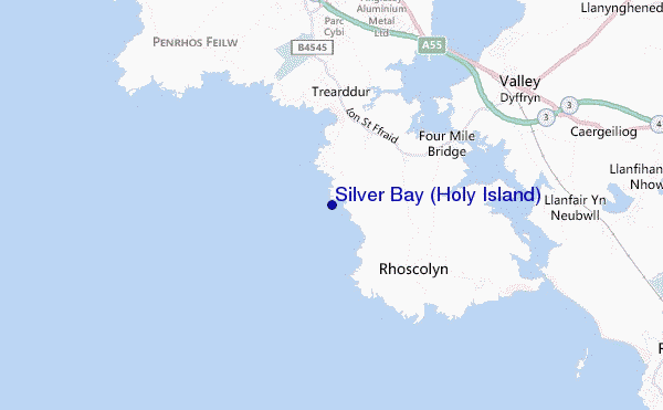 mapa de ubicación de Silver Bay (Holy Island)