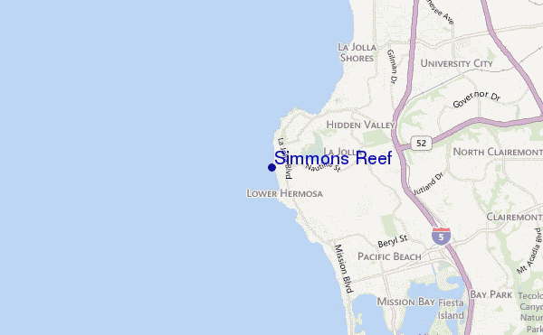 mapa de ubicación de Simmons Reef