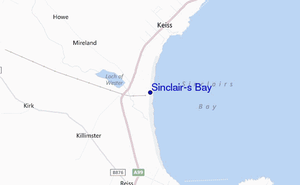 mapa de ubicación de Sinclair's Bay
