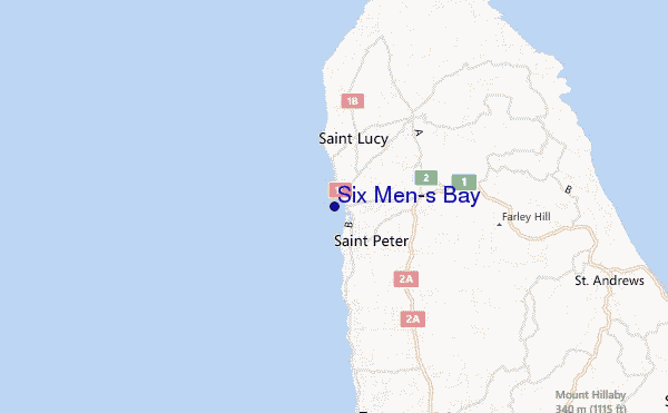 mapa de ubicación de Six Men's Bay
