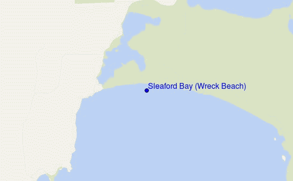 mapa de ubicación de Sleaford Bay (Wreck Beach)