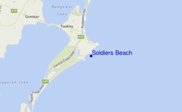 mapa de ubicación de Soldiers Beach