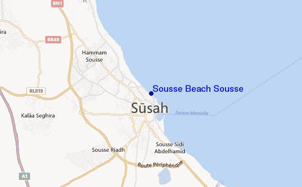mapa de ubicación de Sousse Beach Sousse