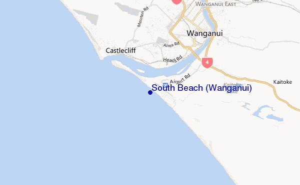 mapa de ubicación de South Beach (Wanganui)