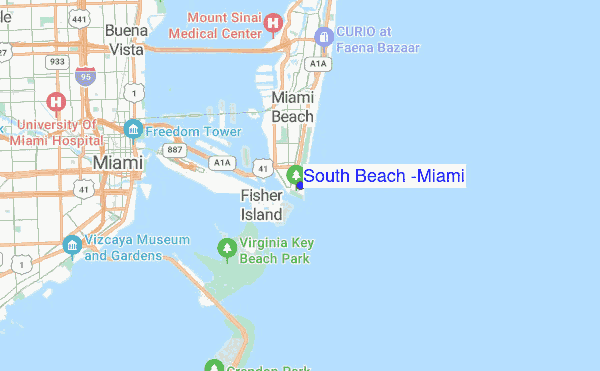 mapa de ubicación de South Beach (Miami)