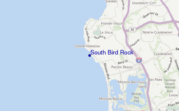 mapa de ubicación de South Bird Rock