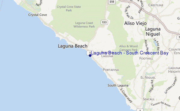 mapa de ubicación de Laguna Beach - South Crescent Bay