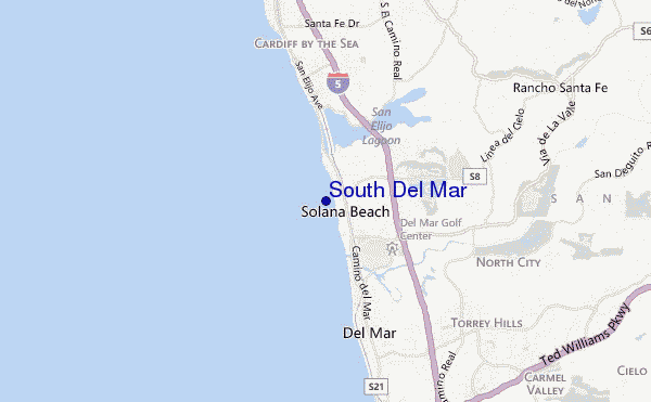 mapa de ubicación de South Del Mar