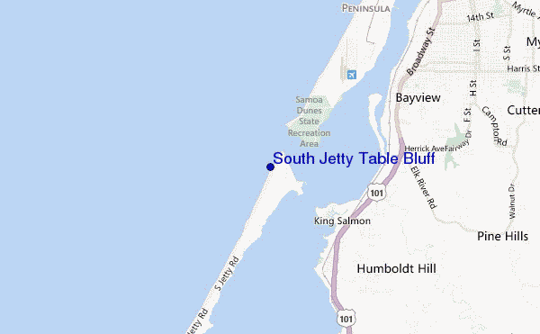 mapa de ubicación de South Jetty Table Bluff