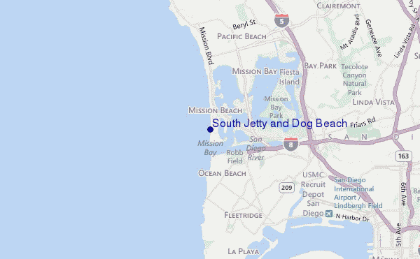 mapa de ubicación de South Jetty and Dog Beach