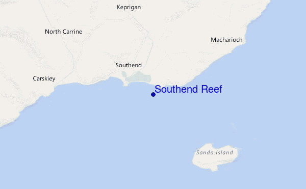 mapa de ubicación de Southend Reef