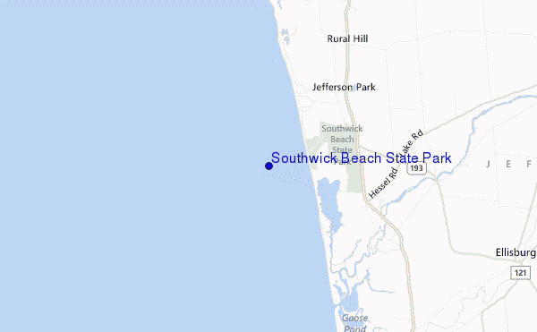 mapa de ubicación de Southwick Beach State Park
