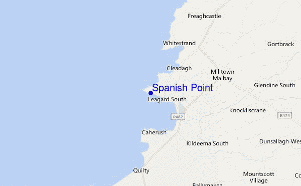 mapa de ubicación de Spanish Point