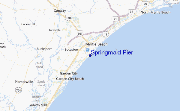 Springmaid Pier Location Map