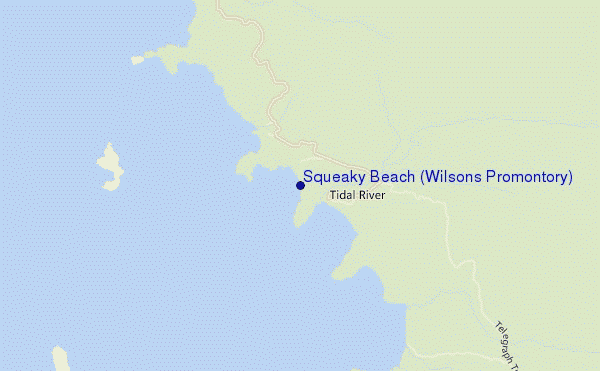 mapa de ubicación de Squeaky Beach (Wilsons Promontory)
