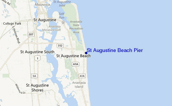 mapa de ubicación de St Augustine Beach Pier