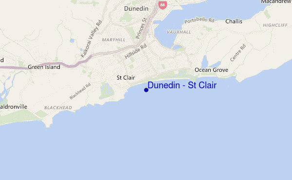 mapa de ubicación de Dunedin - St Clair