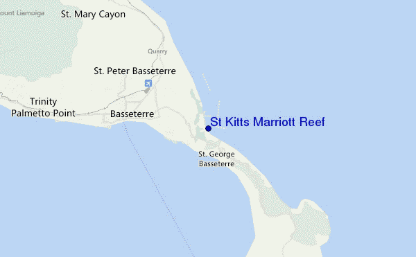 mapa de ubicación de St Kitts Marriott Reef