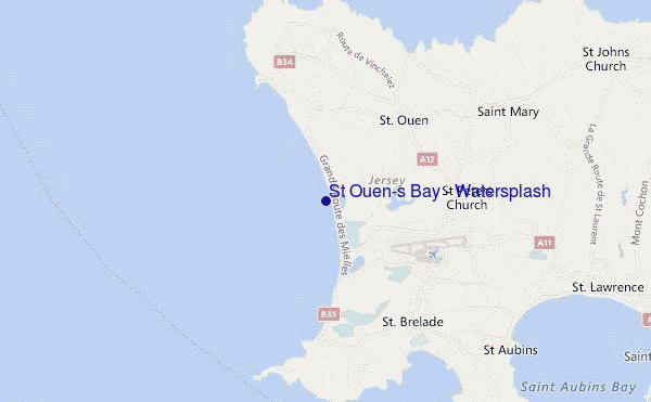 mapa de ubicación de St Ouen's Bay - Watersplash