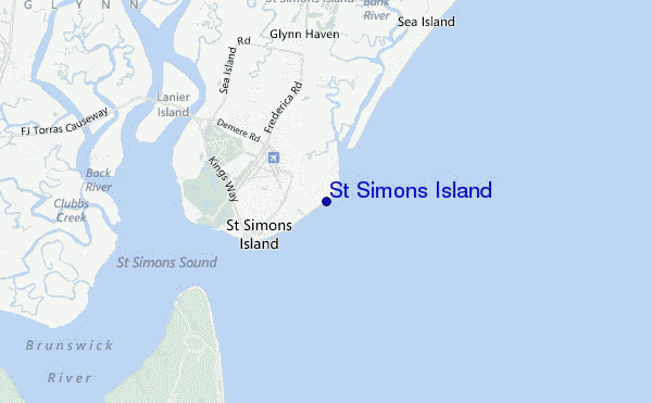 mapa de ubicación de St Simons Island
