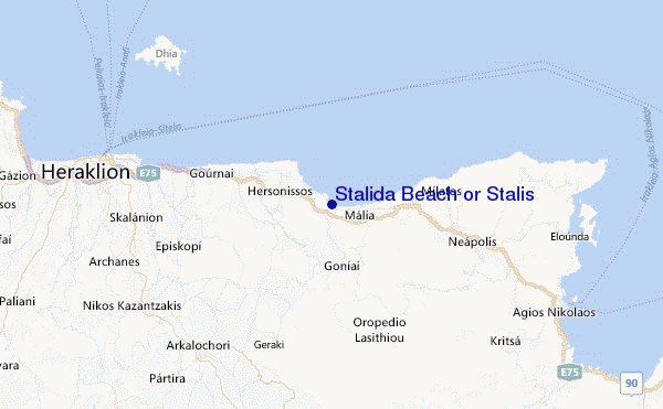 Stalida Beach or Stalis Location Map
