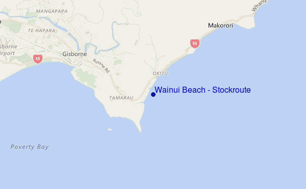 mapa de ubicación de Wainui Beach - Stockroute