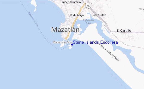 mapa de ubicación de Stone Islands Escollera
