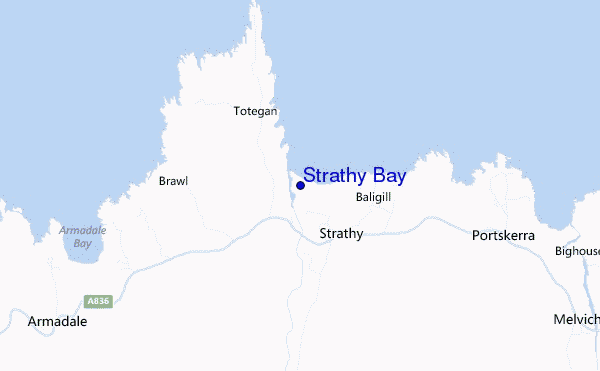 mapa de ubicación de Strathy Bay