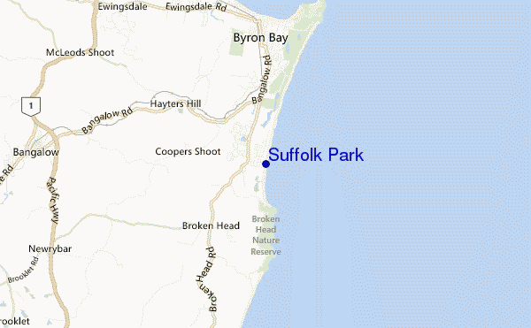 mapa de ubicación de Suffolk Park