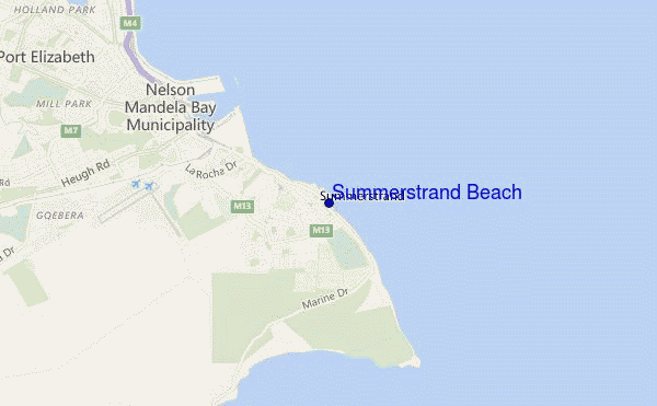 mapa de ubicación de Summerstrand Beach