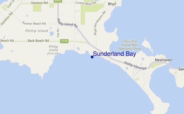 mapa de ubicación de Sunderland Bay