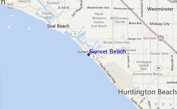 mapa de ubicación de Sunset Beach