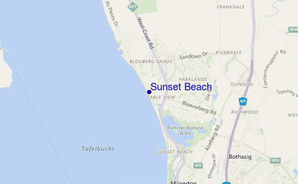 mapa de ubicación de Sunset Beach