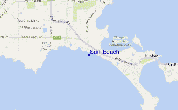mapa de ubicación de Surf Beach
