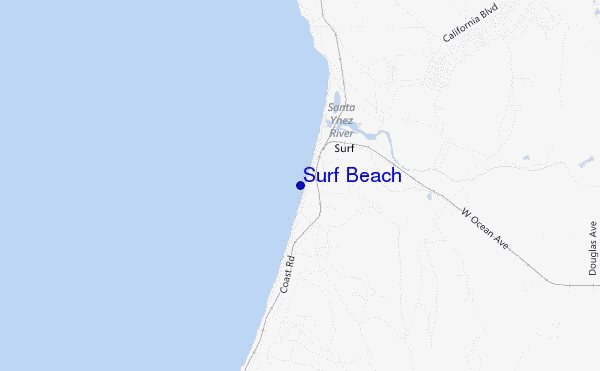 mapa de ubicación de Surf Beach