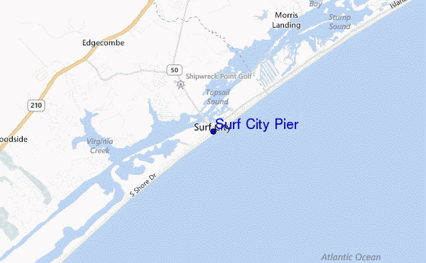 mapa de ubicación de Surf City Pier