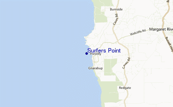 mapa de ubicación de Surfers Point