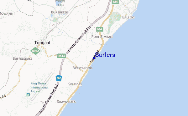 mapa de ubicación de Surfers